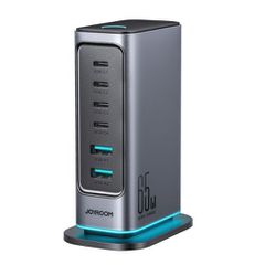 Joyroom Multiport Charger GaN Fast Charger C+C+C+C+U+U, 65W, PD 3.0, QC 4.0, PPS, Grey (JR-TCM02)
