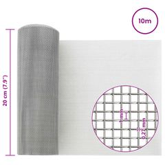 vidaXL Πλέγμα Οθόνης 20 x 1000 εκ. 20 Mesh Ανοξείδωτο Ατσάλι 201 Ασημί-thumb-6
