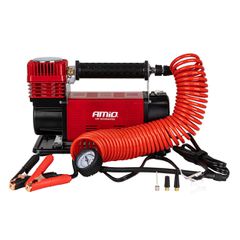 AMIO 04398/AM Κομπρεσέρ Αέρα Αυτοκινήτου Heavy Duty ACOMP-24 12V 600W 160l/min έως 10bar με Βαλίτσα & Ακροφύσια για Γρήγορο Φούσκωμα – 1 Τεμ.
