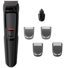 Επαναφορτιζόμενο Trimmer Philips MG3710/15 Multigroom Series 3000 6 σε 1 με Εξάρτημα για τη Μύτη και 4 Κεφαλές Διαφορετικού Μήκους Μαύρο