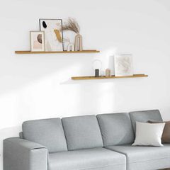 vidaXL Ράφι Τοίχου 2 τμχ. Μπεζ 115 x 9 x 3 cm Επεξεργασμένο Ξύλο