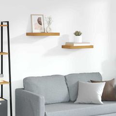 vidaXL Ράφι Τοίχου 2 τμχ. Καφέ 40 x 23,5 x 3,8 εκ. Επεξεργασμένο Ξύλο