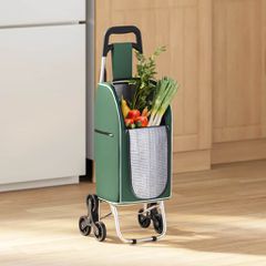 vidaXL Καρότσι Αγορών Πράσινο 39,5 x 33 x 93 εκ Ύφασμα Oxford