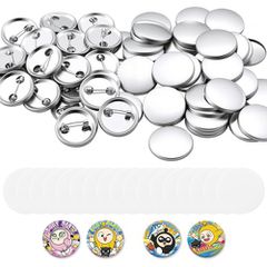 Το VEVOR Button Maker Supplies 200 σετ 2,28 ιντσών / 58 χιλ. Πίσω κουμπιά καρφίτσας, με μεταλλικές πλάτες, μεταλλικά κοχύλια, καθαρές μεμβράνες Mylar και λευκά χαρτιά κύκλου, για DIY στο σπίτι, σχολικ
