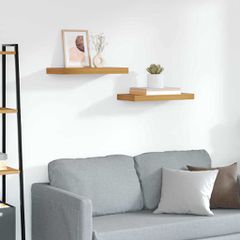 vidaXL Ράφι Τοίχου 2 τμχ. Καφέ 50 x 23,5 x 3,8 εκ Επεξεργασμένο Ξύλο