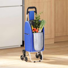 vidaXL Καρότσι Αγορών Μπλε 39,5 x 33 x 93 εκ Ύφασμα Oxford