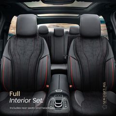 Καλύμματα Αυτοκινήτου Otom Masterclass Design Universal Sued / Rachel / Δερματίνη Σετ Εμπρός / Πίσω 11 Τεμαχίων Μαύρο Με Κόκκινο Κέντημα MST-102-thumb-3