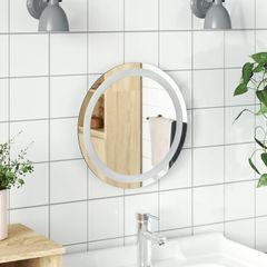 vidaXL Καθρέφτης μπάνιου LED Διαφανές Ø 40 cm σκληρυμένο γυαλί