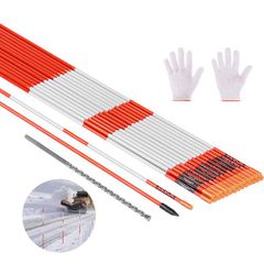 Μαρκαδόροι VEVOR Driveway, 20Pcs 122cm Μήκος 6,35mm, Ανακλαστήρες High-Visibility Driveway with 12 in Steel Drill Bits, Reflektive Snow Snow Sticks Fiberglass Pole for Parking, Walkways, Snow Oring