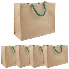 vidaXL Τσάντες από γιούτα 5 Φυσικό και Πράσινο 42 x 33 x 19 εκ