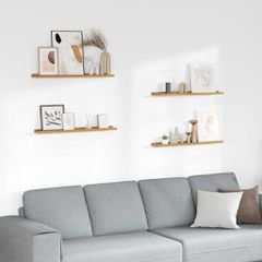 vidaXL Ράφι Τοίχου 4 τμχ. Μπεζ 80 x 9 x 3 cm Επεξεργασμένο Ξύλο