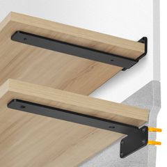 Βάση ραφιού VEVOR, 12" L x 4" Π x 1,6" Υ 6 τεμ., Πλωτές βάσεις ραφιών βαρέως τύπου, βραχίονες για ράφια, Μαύρο ματ στήριγμα ραφιού πάχους 5 mm, ατσάλινα στηρίγματα ραφιών με χωρητικότητα 160 λίβρες