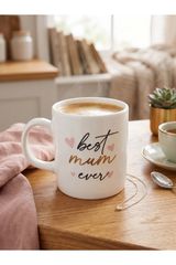 Stewehome Πορσελάνινη κούπα με χρυσή εκτύπωση και μήνυμα Best mum Ever Λευκό
