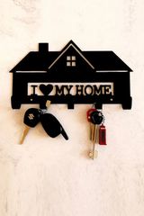 Stewehome μεταλλική κλειδοθήκη με γάντζο τοίχου Μαύρο 15x10x10 cm