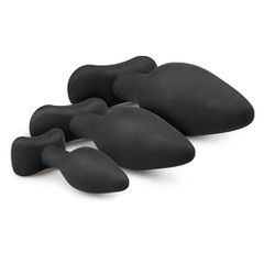 Black Silicone Buttplug Set-thumb-2