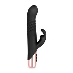Rosy Gold - Rabbit Vibrator with thrusting function - Black-thumb-2