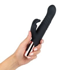 Rosy Gold - Rabbit Vibrator with thrusting function - Black-thumb-1