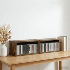 vidaXL Ράφι Αποθήκευσης CDs 2 τμχ. Καπνισμένο Ξύλο Δρυός