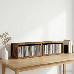 vidaXL Ράφι Αποθήκευσης CDs 2 τμχ. Ξύλο δρυός 40 x 17 x 17 εκ.