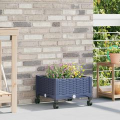 vidaXL Κήπος Γλαστράκι με Ροδάκια Μπλε Γκρι 40 x 40 x 29 cm PP