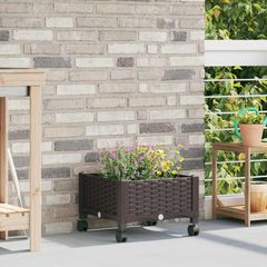 vidaXL Κήπος Γλαστράκι με Ροδάκια Καφέ 40 x 40 x 29 cm PP