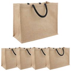 vidaXL Τσάντες από γιούτα 5 Φυσικό και Μαύρο 42 x 33 x 19 εκ