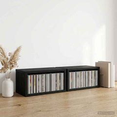 vidaXL Ράφι Αποθήκευσης CDs 2 τμχ. Μαύρη Δρυς 40 x 17 x 17 εκ.