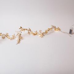ΦΩΤΙΖΟΜΕΝΗ ΓΙΡΛΑΝΤΑ ME ΧΡΥΣΟ ΠΛΑΤΥ ΦΥΛΛΟ 150cm, 16 ΘΕΡΜΑ ΛΕΥΚΑ MINI LED, ΜΠΑΤΑΡΙΑΣ 3xAA, TIMER, ΠΡΟΕΚΤΑΣΗ ΠΑΡΟΧΗΣ 30cm, IP20 Eurolamp 600-22562