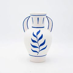 ΒΑΖΟ ΚΕΡΑΜΙΚΟ ΛΕΥΚΟ-ΜΠΛΕ 15.2x14.5x21.3cm Eurolamp 819-00225