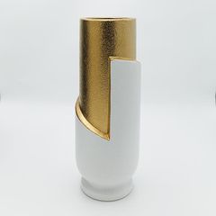 ΒΑΖΟ ΚΕΡΑΜΙΚΟ ΛΕΥΚΟ - ΧΡΥΣΟ 13.5x13.5x36.5cm Eurolamp 819-00103