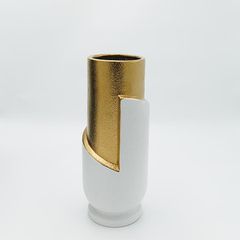 ΒΑΖΟ ΚΕΡΑΜΙΚΟ ΛΕΥΚΟ - ΧΡΥΣΟ 12.5x12.5x30.5cm Eurolamp 819-00102