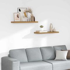 vidaXL Ράφι Τοίχου 2 τμχ. Καφέ 80 x 23,5 x 3,8 cm Επεξεργασμένο Ξύλο