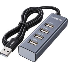 Moxom MX-HB04 USB Hub 4 Θυρών USB-A 480Mbps με Καλώδιο 0.8m Grey