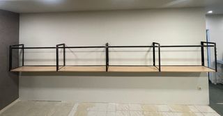 Industrial Μεταλλική Ραφιέρα Τοίχου 455cm Extra Large (Black Steel & Light Oak MDF)