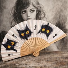 Βεντάλια ξύλινη 23εκ.- Funny cat