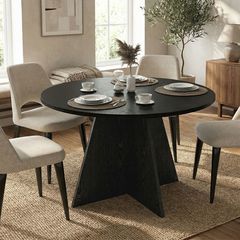 Τραπέζι Tailor Megapap χρώμα sencron black Ø120x75,7εκ.