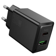 Φορτιστής Ταξιδίου Hoco N69 Nuevo PD20W QC3.0A 5V με 2 Εξόδους Φόρτισης 1xUSB-C και 1xUSB-A Μαύρος