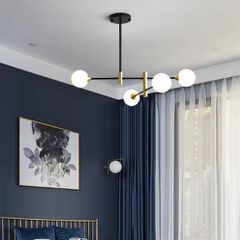 SE21-HA-4 HARUTO BLACK AND GOLD PENDANT OPAL 70x70x70 E27*4 MAX 60W IP20 2 YEARS WARRANTY HOMELIGHTING 77-50612