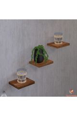 Stewehome Σετ 3 τεμαχίων διακοσμητικών ραφιών τοίχου από σανίδα μοριοσανίδας (Μαύρο) 15x13x18 cm