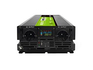 Green Cell Przetwornica napicia PowerInverter LCD 24 V 3000W/60000W Przetwornica samochodowa z wywietlaczem - czysty sinus power adapter/inverter Auto Black-thumb-3