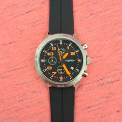 Fossil CH2519 Mens Chronograph Black Dial Orange Numeral Watch.