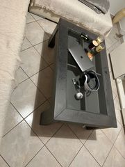 Τραπέζι μασίφ ξύλο με συρτάρι κ τζάμι