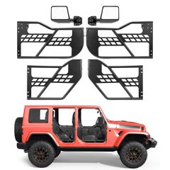 Πόρτες VEVOR Jeep Tube, 4θυρες, συμβατές με Jeep Wrangler JK JKU Unlimited 2007-2018, Χαλύβδινες μπροστινές και πίσω σωληνωτές ημιθυρίδες Off Road με πιστοποιημένους πλευρικούς καθρέφτες DOT, τσάντα α