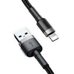 Baseus Lightning Cafule Cable 2.4A 1m Γκρι + Μαύρο (CALKLF-BG1)