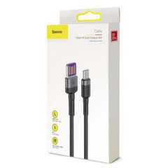 Baseus Type-C Cafule SuperCharge 40W PD 3.0, QC 3.0, 40W, 1m Γκρι/Μαύρο (CATKLF-PG1)