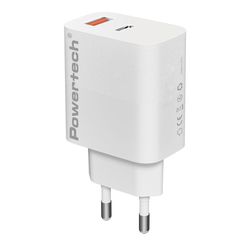 ΦΟΡΤΙΣΤΗΣ ΤΟΙΧΟΥ 1 USB-C 1 USB ΛΕΥΚΟΣ POWERTECH ΛΕΥΚΟΣ PT-1433