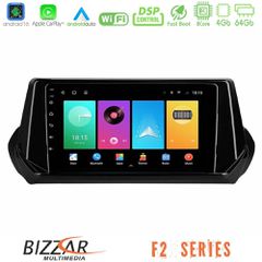 Bizzar F2 Series 8Core Android16 4+64GB Peugeot 208 2019-2023 Navigation Multimedia Tablet 9"