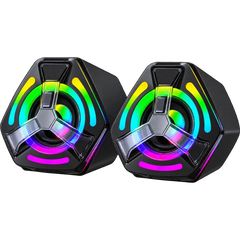 K2060 2.0 LED Gaming Ηχεία Υπολογιστή 2x3W USB 5V με RGB Φωτισμό Black