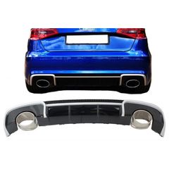 Diffuser Πίσω Προφυλακτήρα Για Audi A3 8V 12-15 Hatchback RS3 Look Για Standard Προφυλακτήρα Με Μπούκες Από Abs Πλαστικό