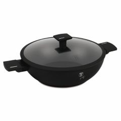 Berlinger Haus Αντικολλητικό Τηγάνι Wok 30cm με Γυάλινο Καπάκι, Matte Black Collection BH-8182